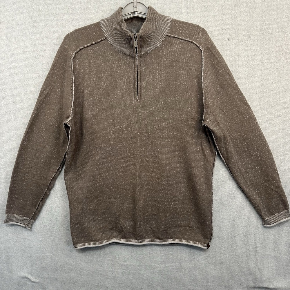 The Normal Brand Men's Jimmy Quarter Zip Sweater Brown Medium Pullover